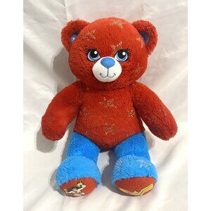 Build A Bear Workshop DC Comics Wonder Woman Teddy Plush 17” Red Blue Stars